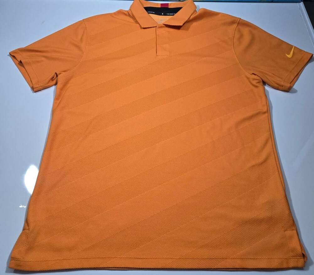 Nike Tiger Woods Collection Polo Shirt Size M Orange Golf Dri-FIT